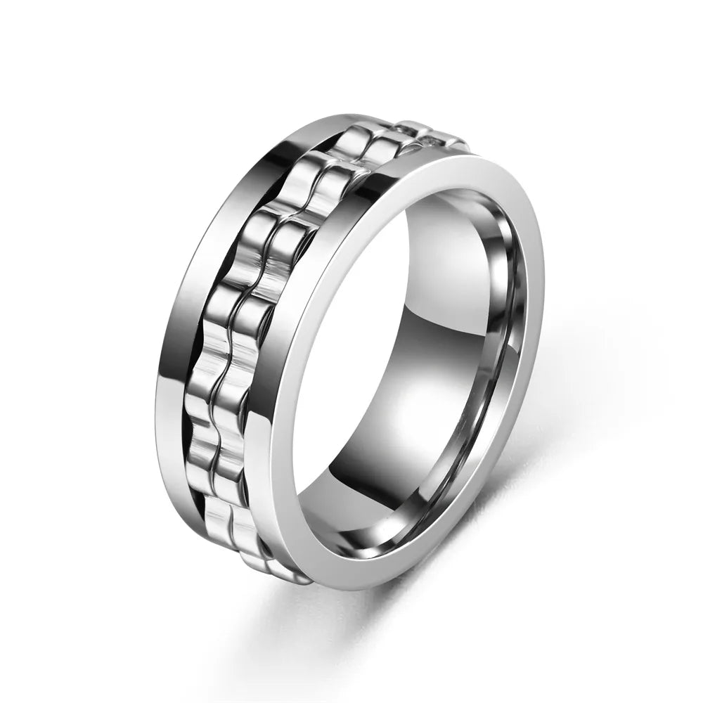 Anneau Anti-Stress En Acier Inoxydable Pour Hommes, Chaîne D'Engrenage Rotative, Soulagement De L'Anxiété, Anneaux Rotatifs, Bijoux Punk