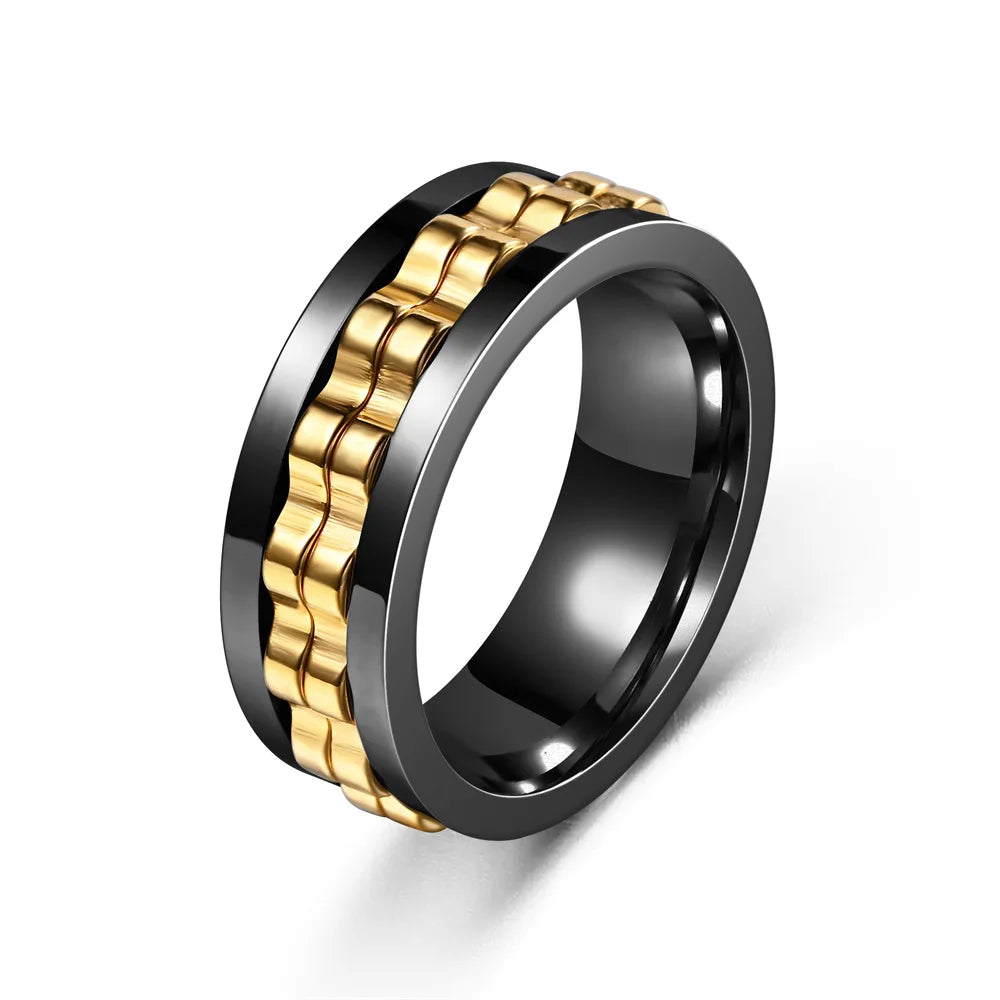 Anneau Anti-Stress En Acier Inoxydable Pour Hommes, Chaîne D'Engrenage Rotative, Soulagement De L'Anxiété, Anneaux Rotatifs, Bijoux Punk