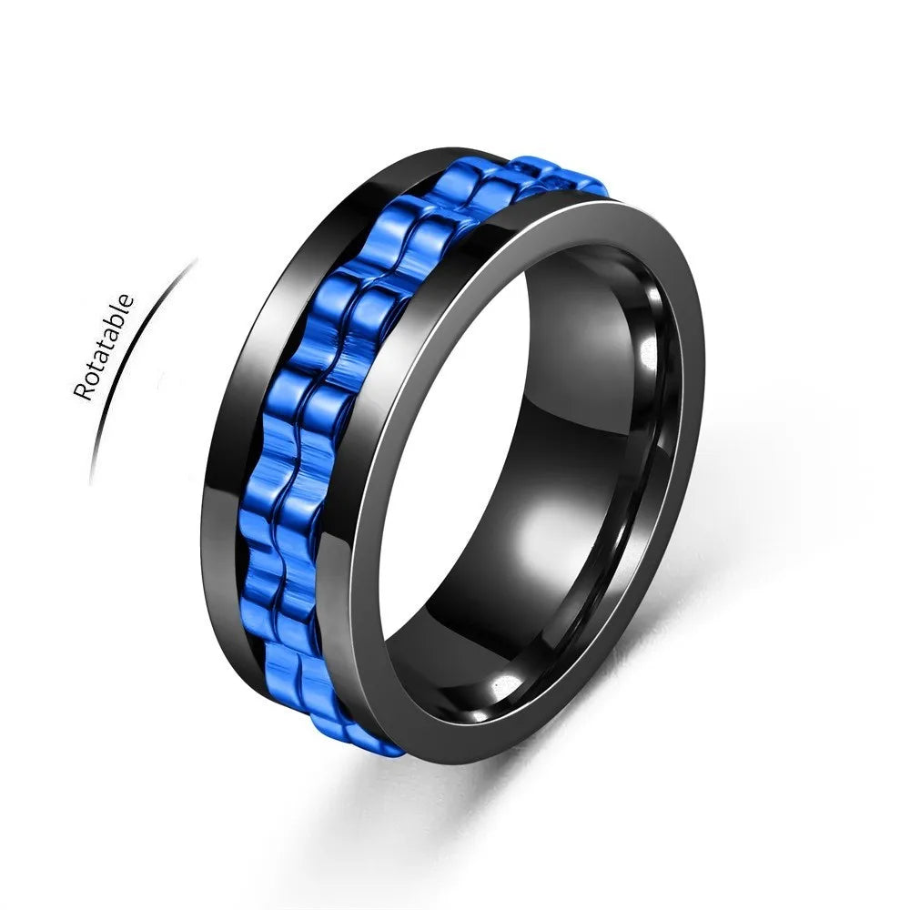 Anneau Anti-Stress En Acier Inoxydable Pour Hommes, Chaîne D'Engrenage Rotative, Soulagement De L'Anxiété, Anneaux Rotatifs, Bijoux Punk