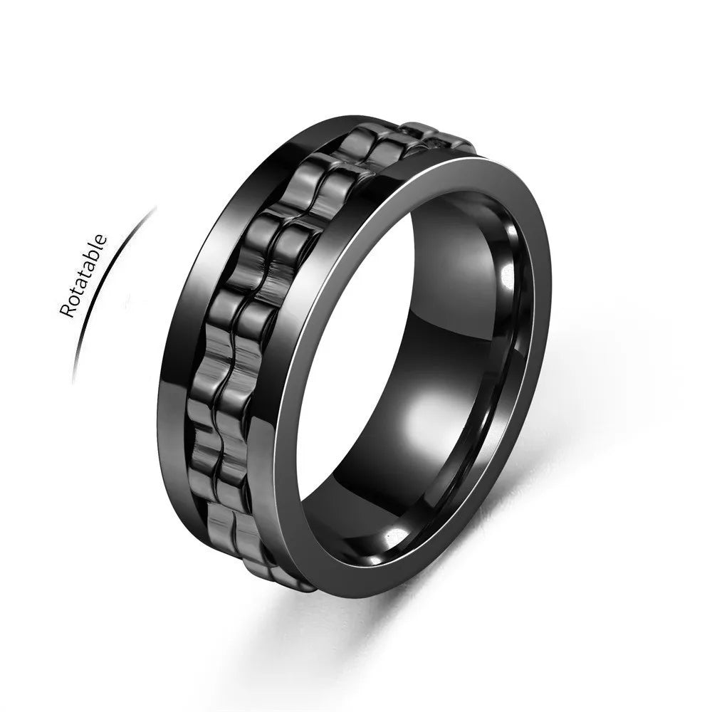 Anneau Anti-Stress En Acier Inoxydable Pour Hommes, Chaîne D'Engrenage Rotative, Soulagement De L'Anxiété, Anneaux Rotatifs, Bijoux Punk
