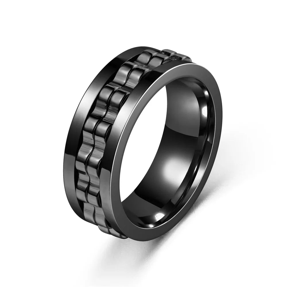 Anneau Anti-Stress En Acier Inoxydable Pour Hommes, Chaîne D'Engrenage Rotative, Soulagement De L'Anxiété, Anneaux Rotatifs, Bijoux Punk