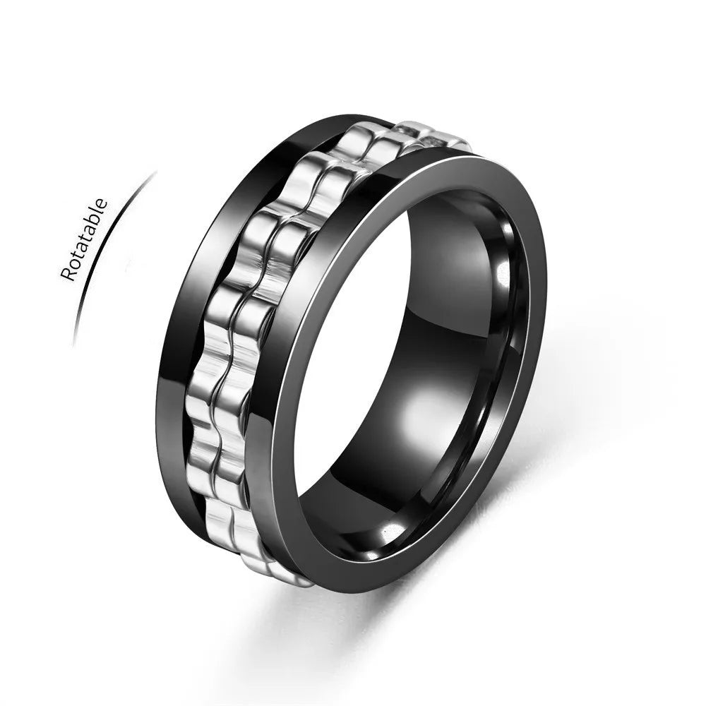 Anneau Anti-Stress En Acier Inoxydable Pour Hommes, Chaîne D'Engrenage Rotative, Soulagement De L'Anxiété, Anneaux Rotatifs, Bijoux Punk