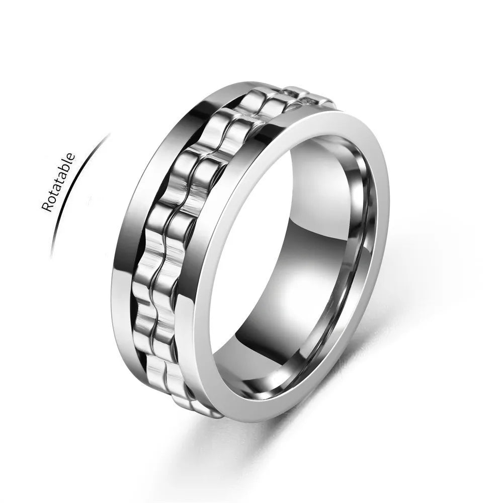 Anneau Anti-Stress En Acier Inoxydable Pour Hommes, Chaîne D'Engrenage Rotative, Soulagement De L'Anxiété, Anneaux Rotatifs, Bijoux Punk