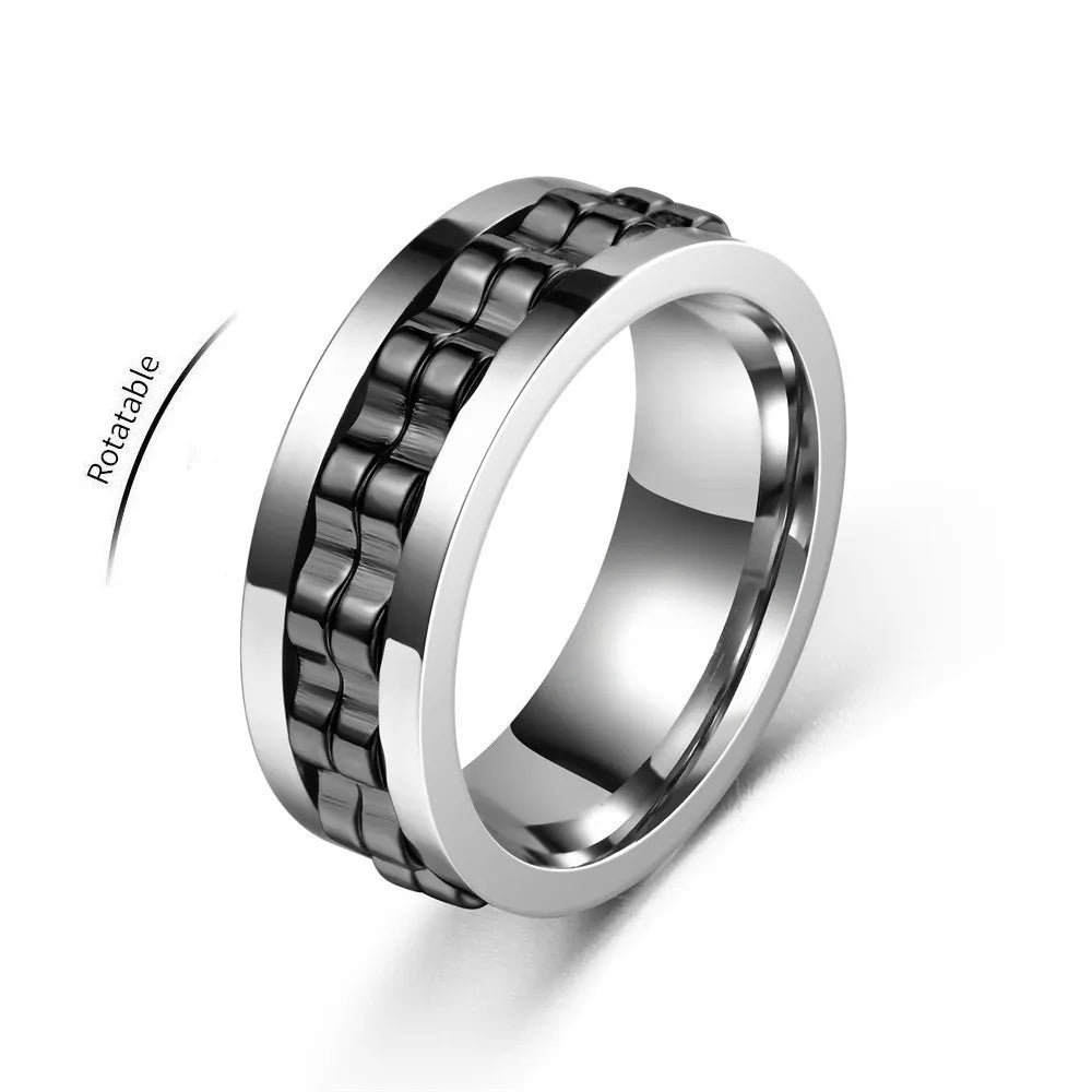 Anneau Anti-Stress En Acier Inoxydable Pour Hommes, Chaîne D'Engrenage Rotative, Soulagement De L'Anxiété, Anneaux Rotatifs, Bijoux Punk