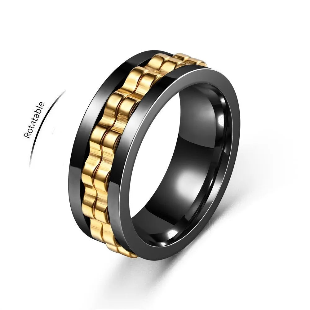 Anneau Anti-Stress En Acier Inoxydable Pour Hommes, Chaîne D'Engrenage Rotative, Soulagement De L'Anxiété, Anneaux Rotatifs, Bijoux Punk
