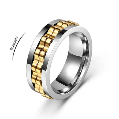 Anneau Anti-Stress En Acier Inoxydable Pour Hommes, Chaîne D'Engrenage Rotative, Soulagement De L'Anxiété, Anneaux Rotatifs, Bijoux Punk