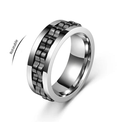Anneau Anti-Stress En Acier Inoxydable Pour Hommes, Chaîne D'Engrenage Rotative, Soulagement De L'Anxiété, Anneaux Rotatifs, Bijoux Punk