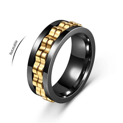 Anneau Anti-Stress En Acier Inoxydable Pour Hommes, Chaîne D'Engrenage Rotative, Soulagement De L'Anxiété, Anneaux Rotatifs, Bijoux Punk